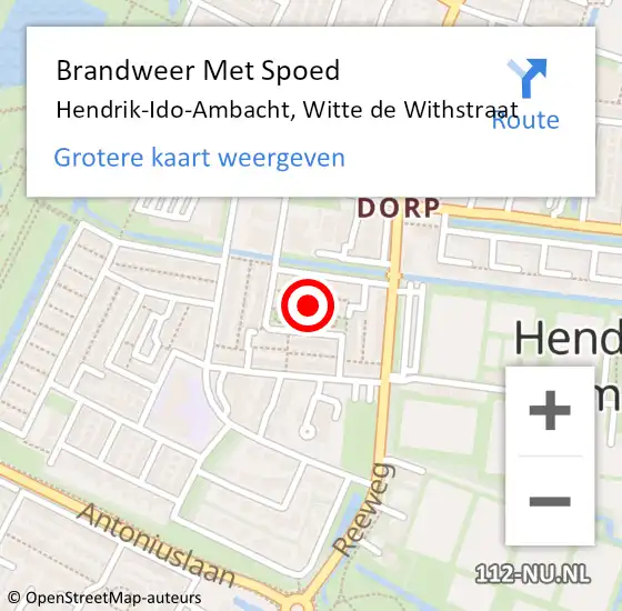 Locatie op kaart van de 112 melding: Brandweer Met Spoed Naar Hendrik-Ido-Ambacht, Witte de Withstraat op 10 januari 2024 08:29