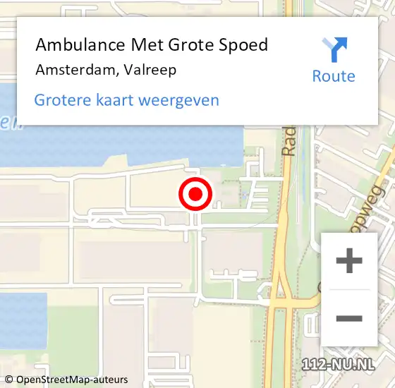 Locatie op kaart van de 112 melding: Ambulance Met Grote Spoed Naar Amsterdam, Valreep op 10 januari 2024 08:34