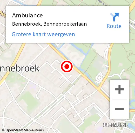 Locatie op kaart van de 112 melding: Ambulance Bennebroek, Bennebroekerlaan op 10 januari 2024 08:41