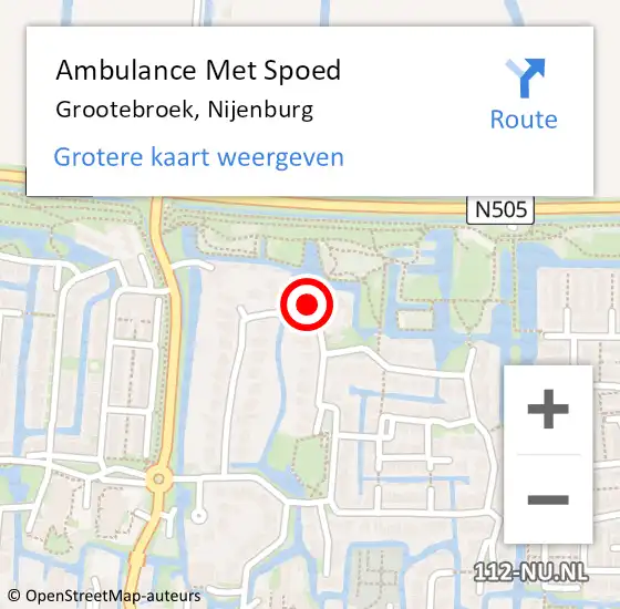 Locatie op kaart van de 112 melding: Ambulance Met Spoed Naar Grootebroek, Nijenburg op 10 januari 2024 08:51