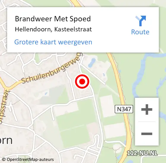 Locatie op kaart van de 112 melding: Brandweer Met Spoed Naar Hellendoorn, Kasteelstraat op 10 januari 2024 08:58