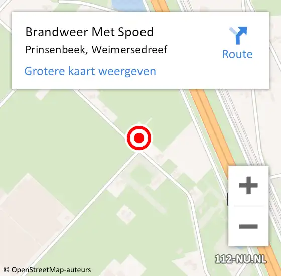 Locatie op kaart van de 112 melding: Brandweer Met Spoed Naar Prinsenbeek, Weimersedreef op 10 januari 2024 09:17