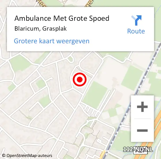 Locatie op kaart van de 112 melding: Ambulance Met Grote Spoed Naar Blaricum, Grasplak op 21 september 2014 16:17