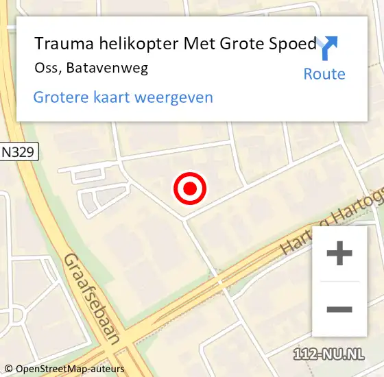 Locatie op kaart van de 112 melding: Trauma helikopter Met Grote Spoed Naar Oss, Batavenweg op 10 januari 2024 09:26