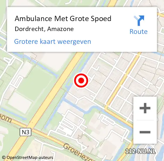 Locatie op kaart van de 112 melding: Ambulance Met Grote Spoed Naar Dordrecht, Amazone op 10 januari 2024 09:32