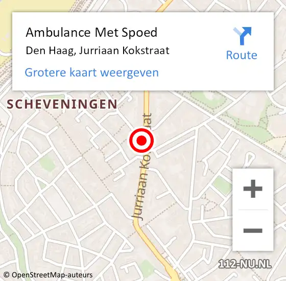 Locatie op kaart van de 112 melding: Ambulance Met Spoed Naar Den Haag, Jurriaan Kokstraat op 10 januari 2024 09:47