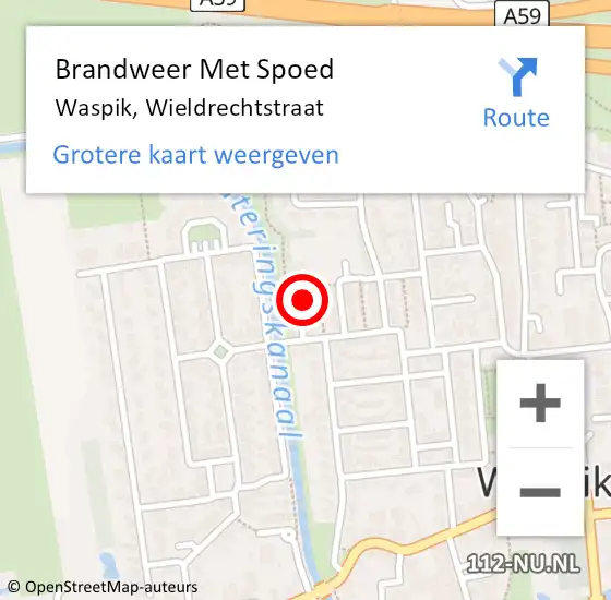 Locatie op kaart van de 112 melding: Brandweer Met Spoed Naar Waspik, Wieldrechtstraat op 21 september 2014 16:27