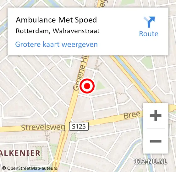 Locatie op kaart van de 112 melding: Ambulance Met Spoed Naar Rotterdam, Walravenstraat op 10 januari 2024 10:01