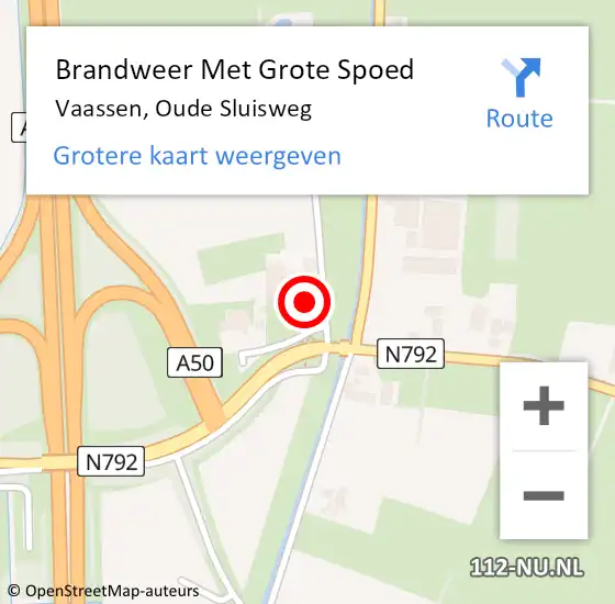 Locatie op kaart van de 112 melding: Brandweer Met Grote Spoed Naar Vaassen, Oude Sluisweg op 10 januari 2024 10:07