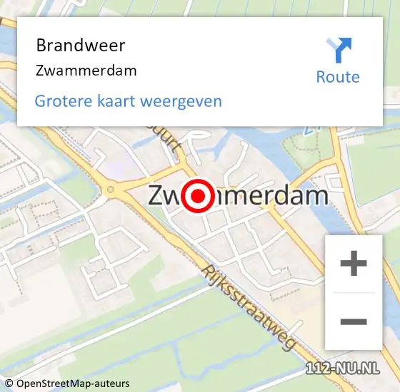 Locatie op kaart van de 112 melding: Brandweer Zwammerdam op 10 januari 2024 10:07