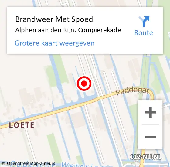 Locatie op kaart van de 112 melding: Brandweer Met Spoed Naar Alphen aan den Rijn, Compierekade op 10 januari 2024 10:25