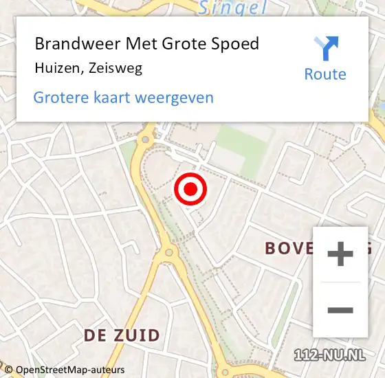 Locatie op kaart van de 112 melding: Brandweer Met Grote Spoed Naar Huizen, Zeisweg op 10 januari 2024 10:48