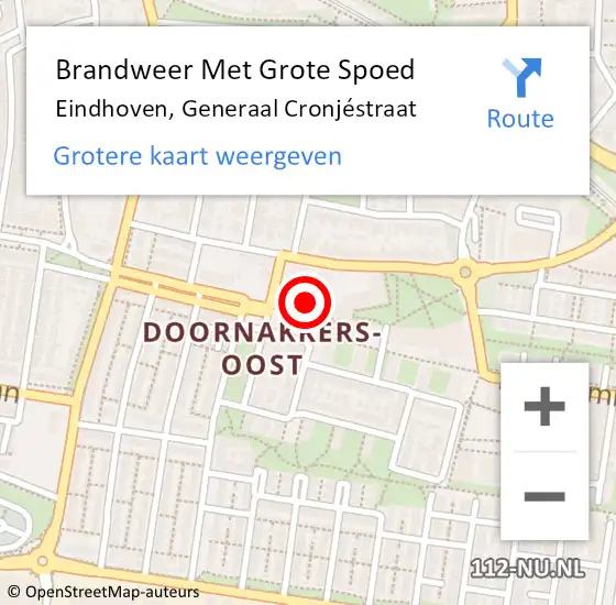 Locatie op kaart van de 112 melding: Brandweer Met Grote Spoed Naar Eindhoven, Generaal Cronjéstraat op 10 januari 2024 10:54