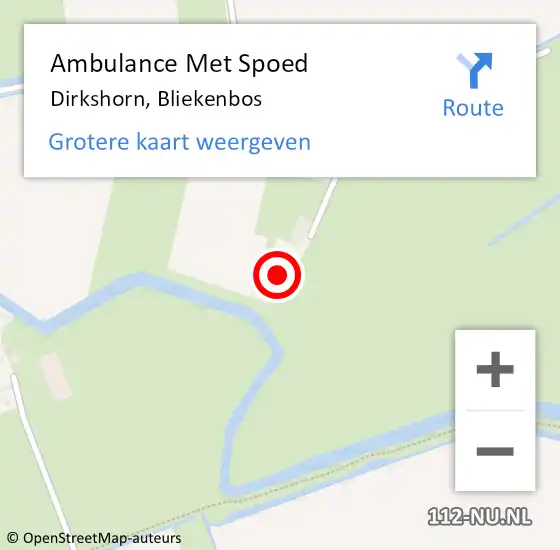 Locatie op kaart van de 112 melding: Ambulance Met Spoed Naar Dirkshorn, Bliekenbos op 10 januari 2024 11:03