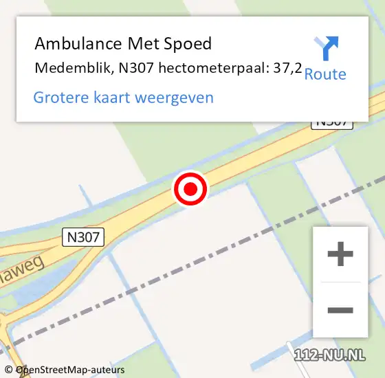 Locatie op kaart van de 112 melding: Ambulance Met Spoed Naar Medemblik, N307 hectometerpaal: 37,2 op 10 januari 2024 11:18