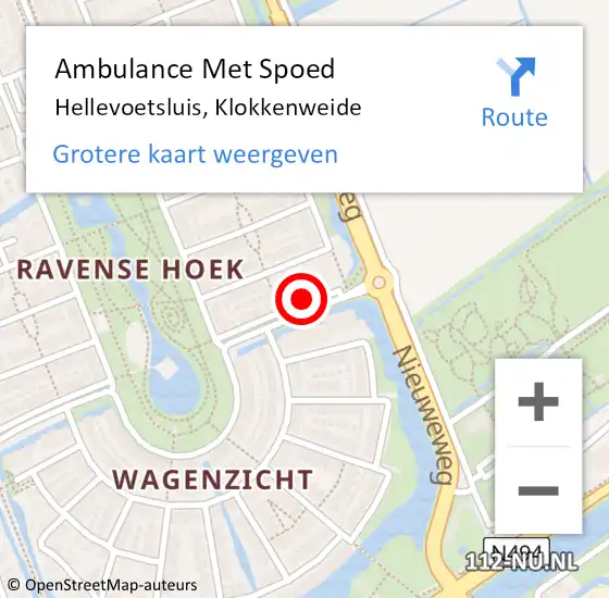 Locatie op kaart van de 112 melding: Ambulance Met Spoed Naar Hellevoetsluis, Klokkenweide op 10 januari 2024 11:20