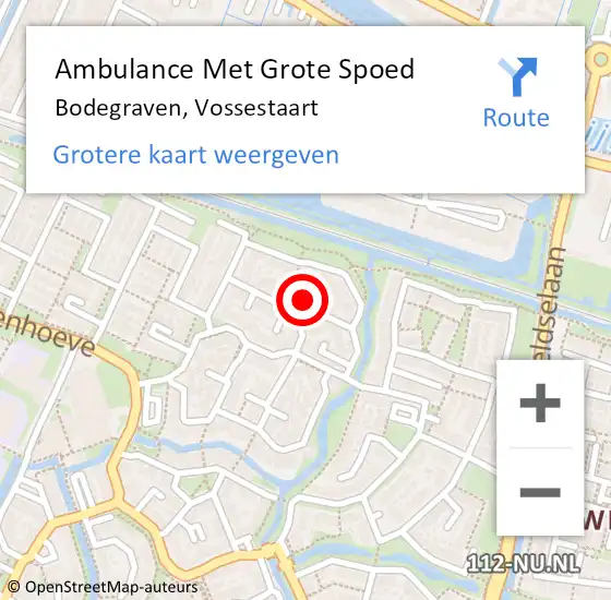 Locatie op kaart van de 112 melding: Ambulance Met Grote Spoed Naar Bodegraven, Vossestaart op 10 januari 2024 11:35