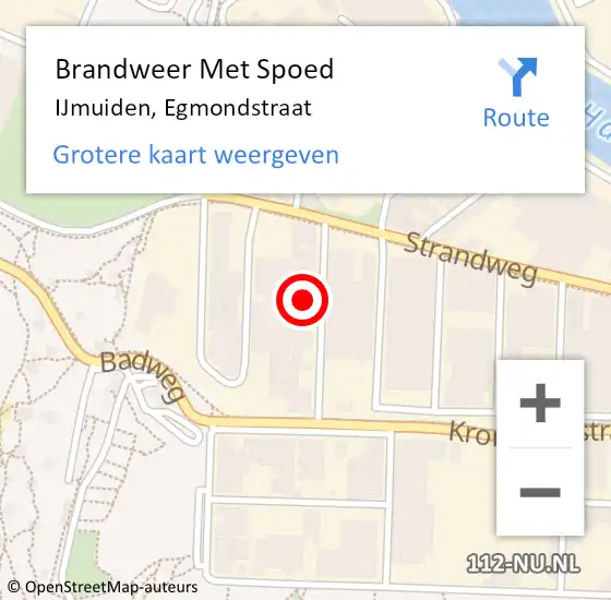 Locatie op kaart van de 112 melding: Brandweer Met Spoed Naar IJmuiden, Egmondstraat op 10 januari 2024 11:43