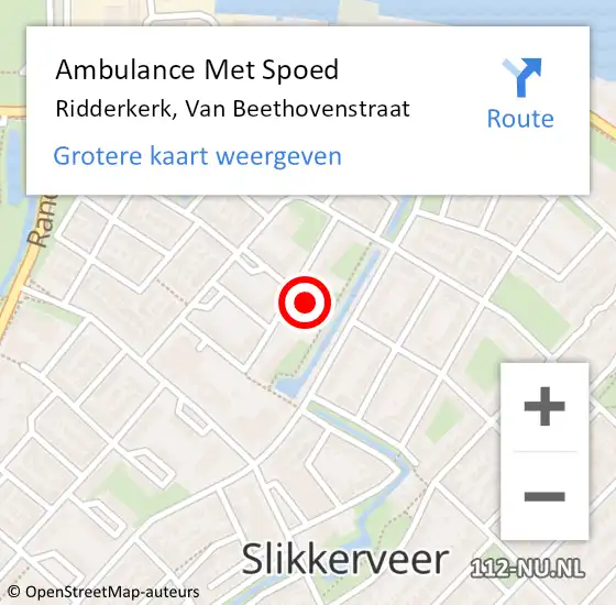 Locatie op kaart van de 112 melding: Ambulance Met Spoed Naar Ridderkerk, Van Beethovenstraat op 10 januari 2024 11:46