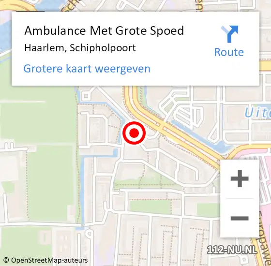 Locatie op kaart van de 112 melding: Ambulance Met Grote Spoed Naar Haarlem, Schipholpoort op 10 januari 2024 11:51