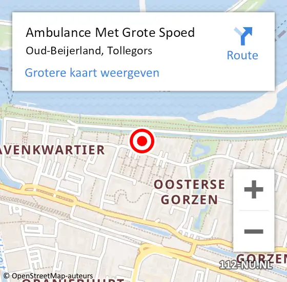 Locatie op kaart van de 112 melding: Ambulance Met Grote Spoed Naar Oud-Beijerland, Tollegors op 10 januari 2024 11:53