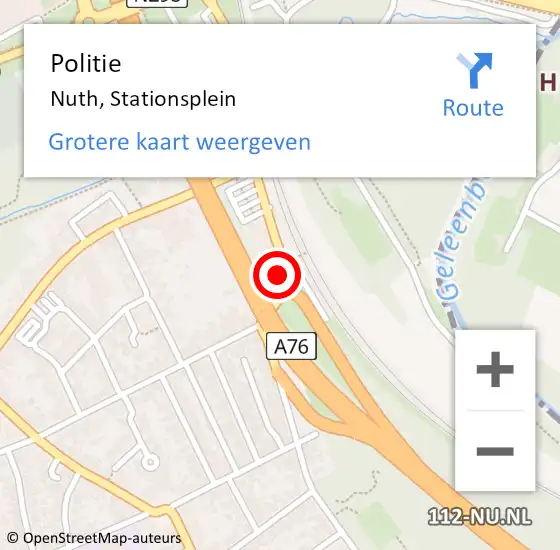 Locatie op kaart van de 112 melding: Politie Nuth, Stationsplein op 10 januari 2024 11:54