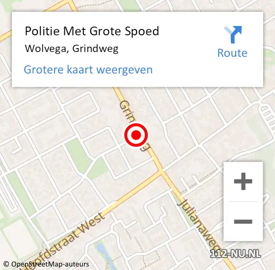 Locatie op kaart van de 112 melding: Politie Met Grote Spoed Naar Wolvega, Grindweg op 10 januari 2024 12:01