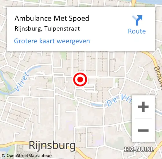 Locatie op kaart van de 112 melding: Ambulance Met Spoed Naar Rijnsburg, Tulpenstraat op 10 januari 2024 12:09