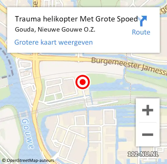 Locatie op kaart van de 112 melding: Trauma helikopter Met Grote Spoed Naar Gouda, Nieuwe Gouwe O.Z. op 10 januari 2024 12:13