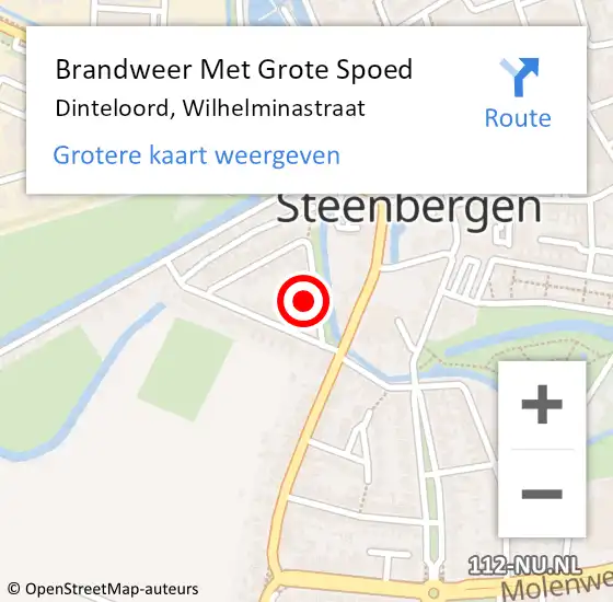 Locatie op kaart van de 112 melding: Brandweer Met Grote Spoed Naar Dinteloord, Wilhelminastraat op 10 januari 2024 12:18