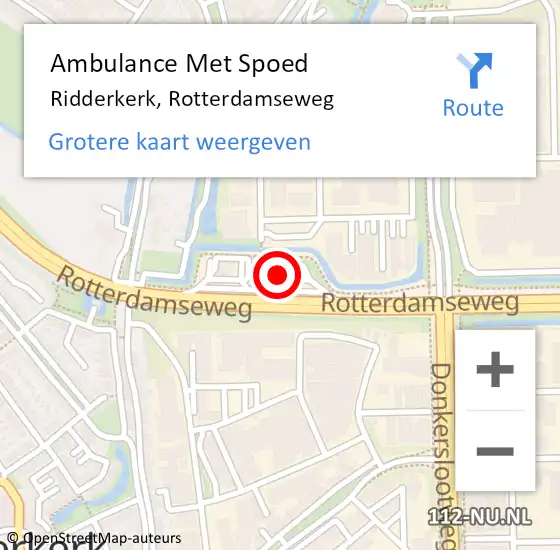 Locatie op kaart van de 112 melding: Ambulance Met Spoed Naar Ridderkerk, Rotterdamseweg op 10 januari 2024 12:25