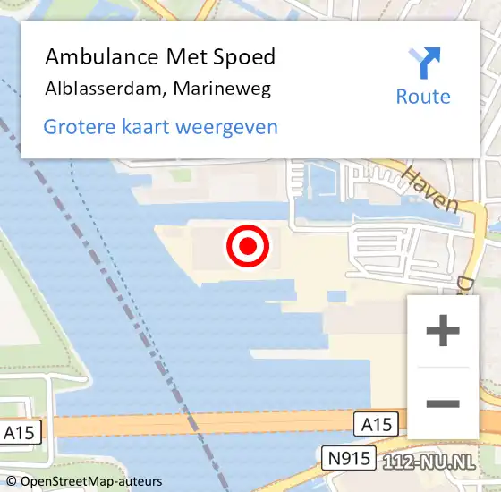Locatie op kaart van de 112 melding: Ambulance Met Spoed Naar Alblasserdam, Marineweg op 10 januari 2024 12:47