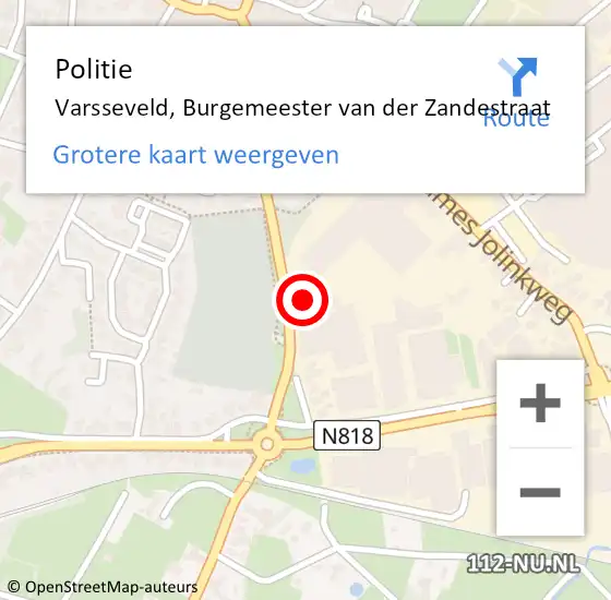 Locatie op kaart van de 112 melding: Politie Varsseveld, Burgemeester van der Zandestraat op 10 januari 2024 12:56