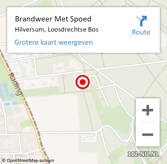 Locatie op kaart van de 112 melding: Brandweer Met Spoed Naar Hilversum, Loosdrechtse Bos op 10 januari 2024 13:14