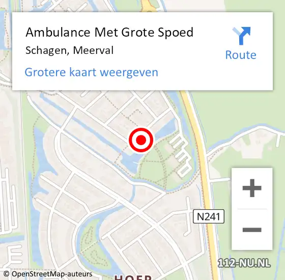 Locatie op kaart van de 112 melding: Ambulance Met Grote Spoed Naar Schagen, Meerval op 10 januari 2024 13:15