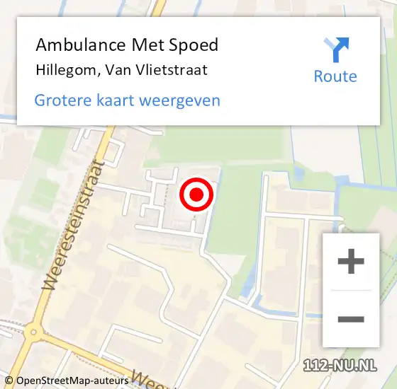 Locatie op kaart van de 112 melding: Ambulance Met Spoed Naar Hillegom, Van Vlietstraat op 10 januari 2024 13:16