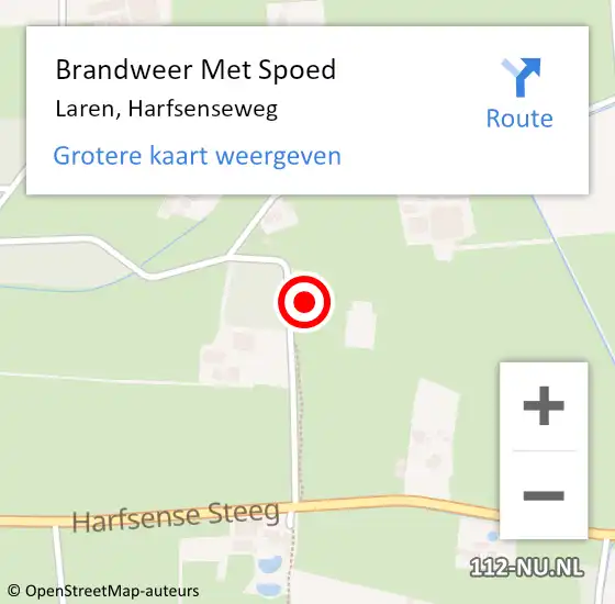 Locatie op kaart van de 112 melding: Brandweer Met Spoed Naar Laren, Harfsenseweg op 10 januari 2024 13:17