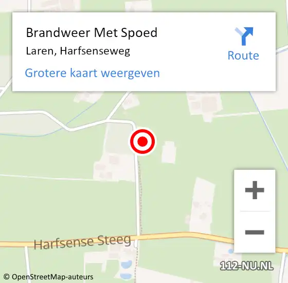 Locatie op kaart van de 112 melding: Brandweer Met Spoed Naar Laren, Harfsenseweg op 10 januari 2024 13:19