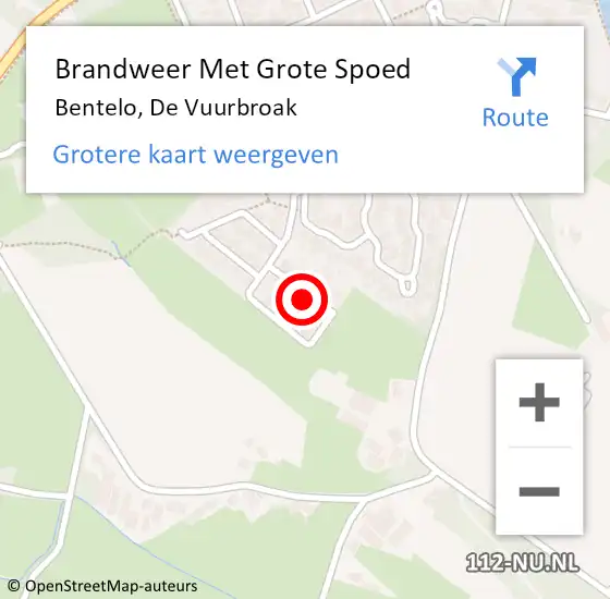 Locatie op kaart van de 112 melding: Brandweer Met Grote Spoed Naar Bentelo, De Vuurbroak op 10 januari 2024 13:33