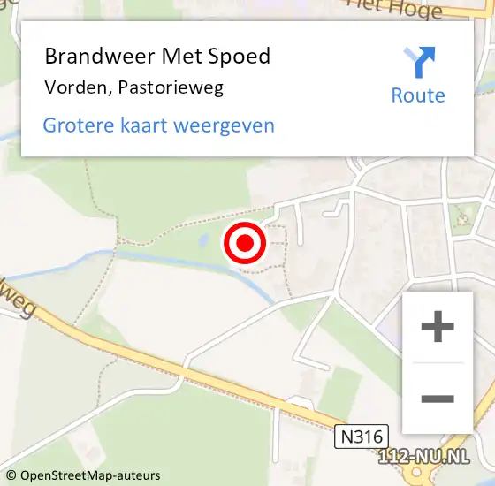 Locatie op kaart van de 112 melding: Brandweer Met Spoed Naar Vorden, Pastorieweg op 10 januari 2024 13:42