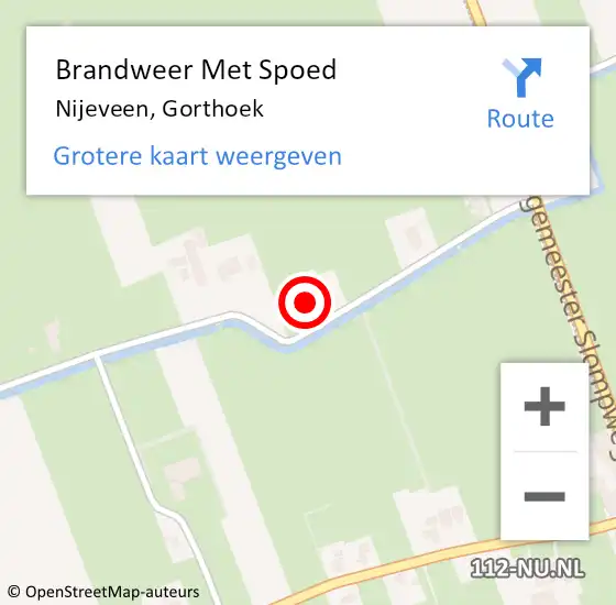 Locatie op kaart van de 112 melding: Brandweer Met Spoed Naar Nijeveen, Gorthoek op 10 januari 2024 13:52