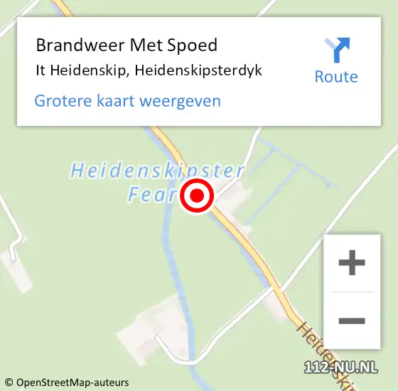 Locatie op kaart van de 112 melding: Brandweer Met Spoed Naar It Heidenskip, Heidenskipsterdyk op 21 september 2014 17:11