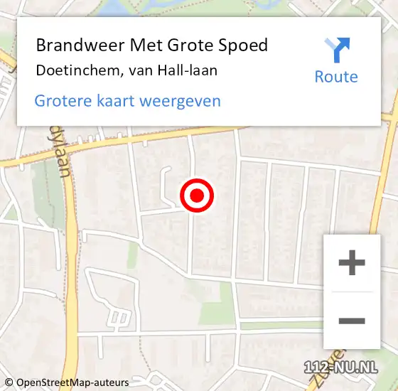 Locatie op kaart van de 112 melding: Brandweer Met Grote Spoed Naar Doetinchem, van Hall-laan op 10 januari 2024 14:06