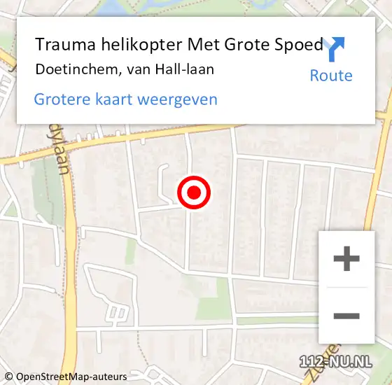 Locatie op kaart van de 112 melding: Trauma helikopter Met Grote Spoed Naar Doetinchem, van Hall-laan op 10 januari 2024 14:10