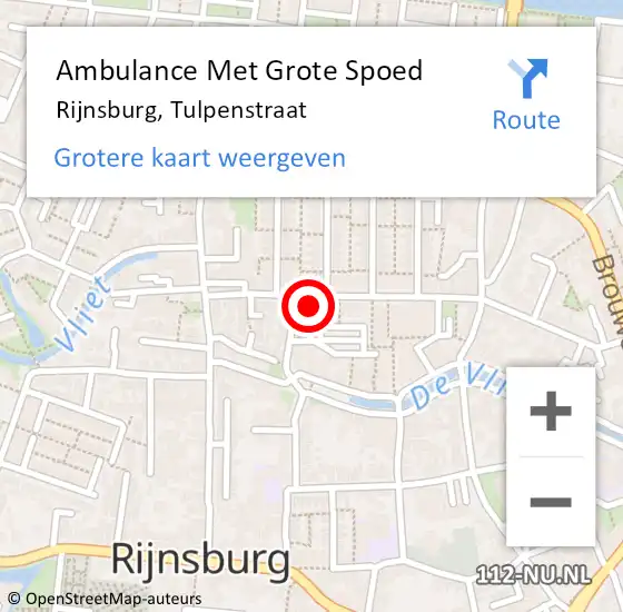Locatie op kaart van de 112 melding: Ambulance Met Grote Spoed Naar Rijnsburg, Tulpenstraat op 10 januari 2024 14:15