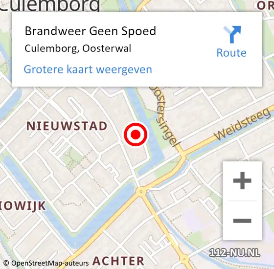 Locatie op kaart van de 112 melding: Brandweer Geen Spoed Naar Culemborg, Oosterwal op 10 januari 2024 14:27