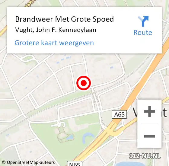 Locatie op kaart van de 112 melding: Brandweer Met Grote Spoed Naar Vught, John F. Kennedylaan op 10 januari 2024 14:41