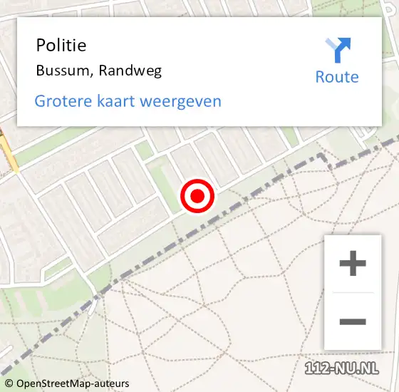 Locatie op kaart van de 112 melding: Politie Bussum, Randweg op 10 januari 2024 15:17