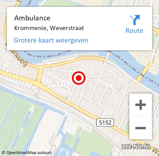 Locatie op kaart van de 112 melding: Ambulance Krommenie, Weverstraat op 10 januari 2024 15:29