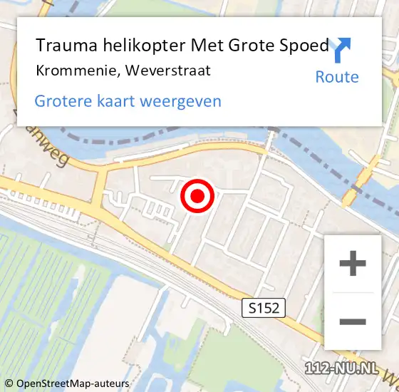 Locatie op kaart van de 112 melding: Trauma helikopter Met Grote Spoed Naar Krommenie, Weverstraat op 10 januari 2024 15:30